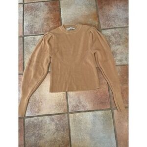 Zara poof shoulder sweater tan Medium